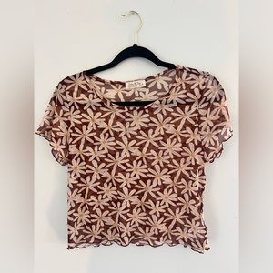 Mesh Brown Flower Top